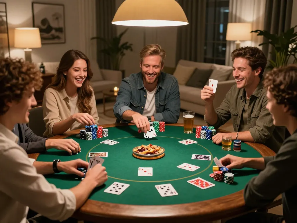 Engage in thrilling poker moments at https://56win.bid/ with friends during a cozy game night.