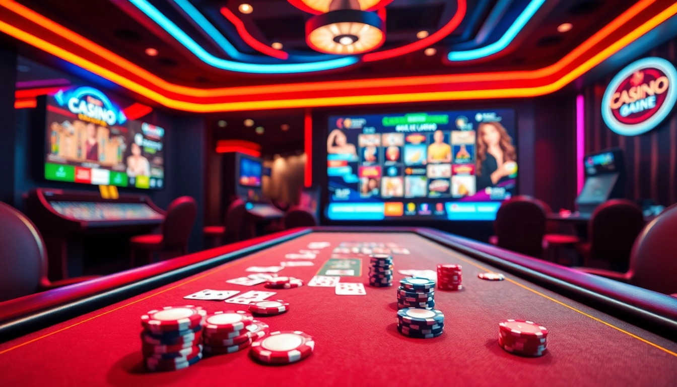 Engaging visual of Non gamstop casino Uk environment featuring vibrant gaming tables and lively atmosphere.