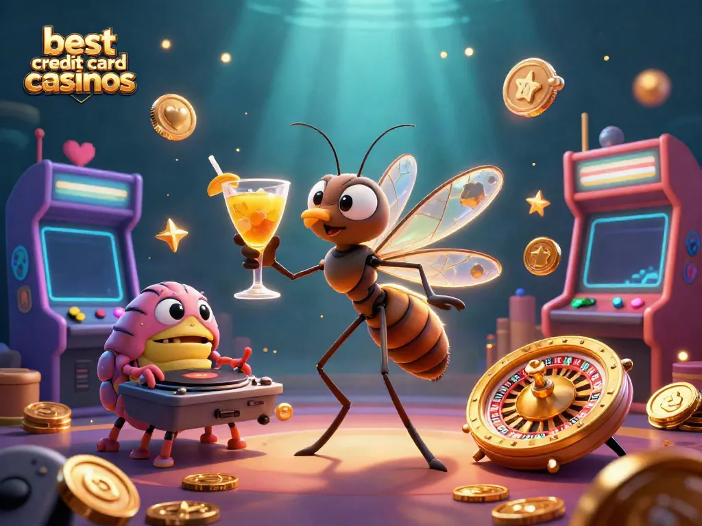 Experience the excitement at the best credit card casinos illustrated with vibrant casino elements.