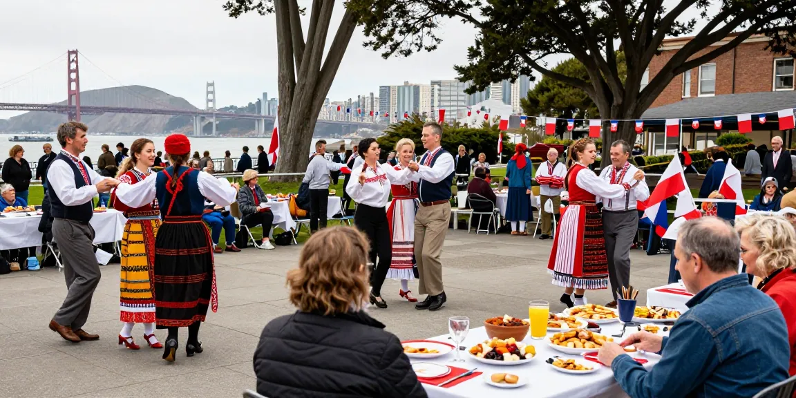Polish community event in San Francisco showcasing cultural heritage at https://www.sfpol.com/ with traditional dance and cuisine.