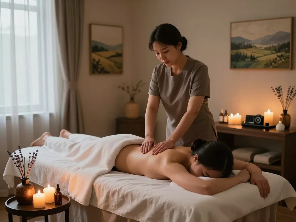 Relaxing 강남마사지 therapy at upscale wellness center with soothing ambiance.