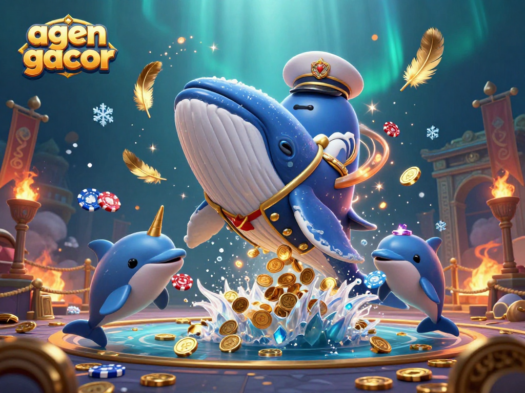 Playing with lucky agen gacor symbols in a vibrant underwater casino scene.