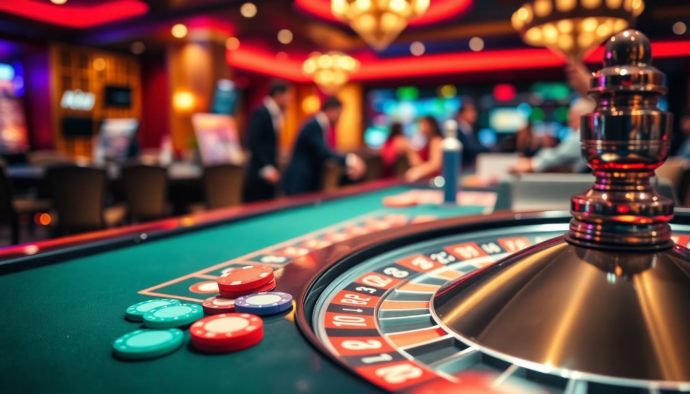 Jajak daftar interwin dengan chip berwarna di meja roulette kasino yang seru.