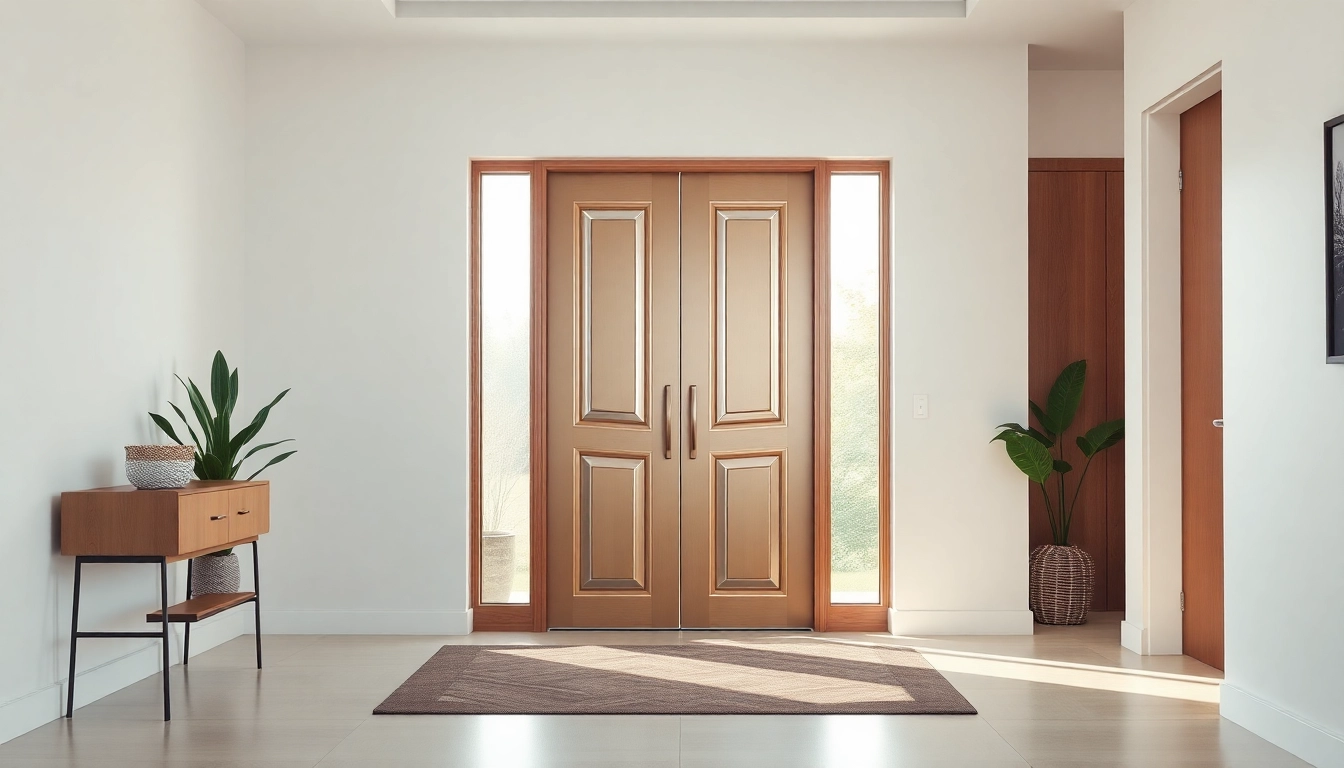 Open single leaf double swing door showcasing modern interior design.