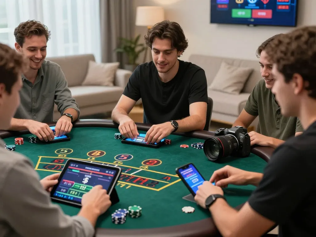 Engaging live baccarat gaming experience on 바카라사이트 with players enjoying from home.