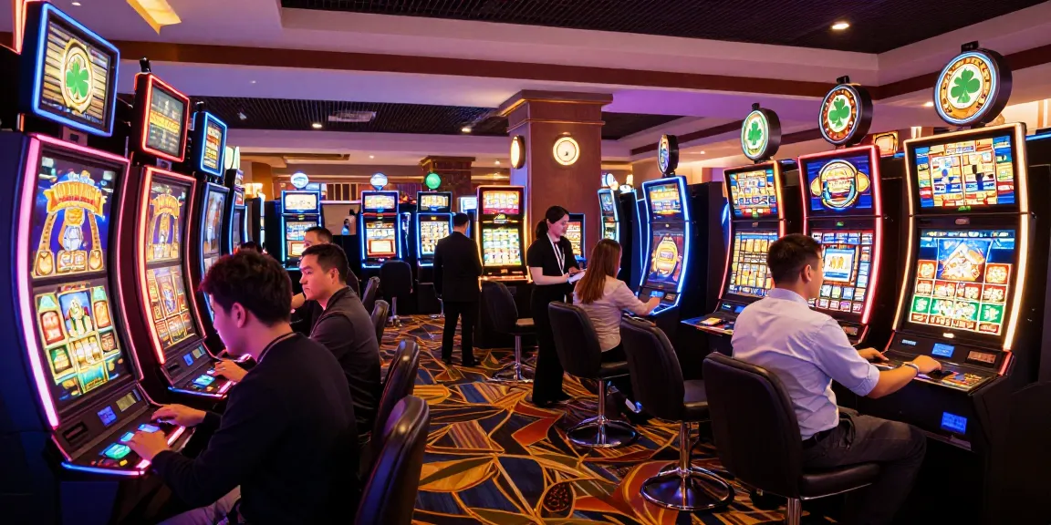 Exciting casino scene showcasing vibrant slot machines and players enjoying thrilling gameplay.