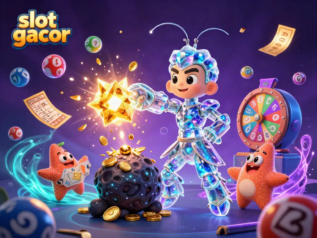 Slot gacor menyajikan momen menang dengan karakter 3D penuh warna dan elemen permainan.