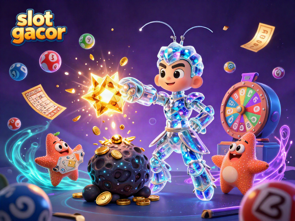 Slot gacor menyajikan momen menang dengan karakter 3D penuh warna dan elemen permainan.