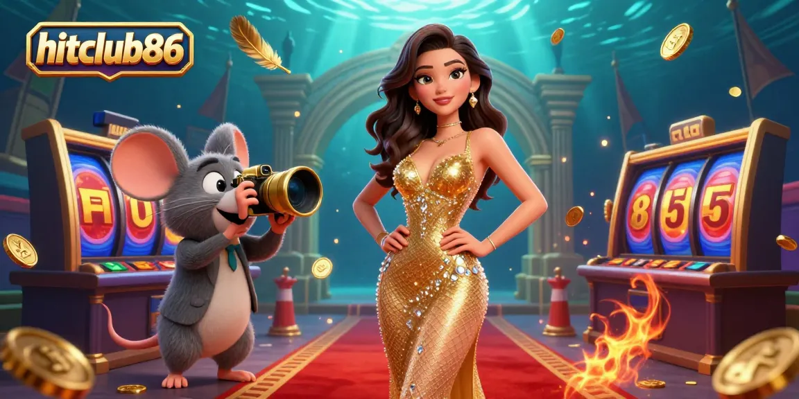 Experience the excitement of hitclub86 with a glamorous casino scene featuring dynamic game elements and vibrant details.