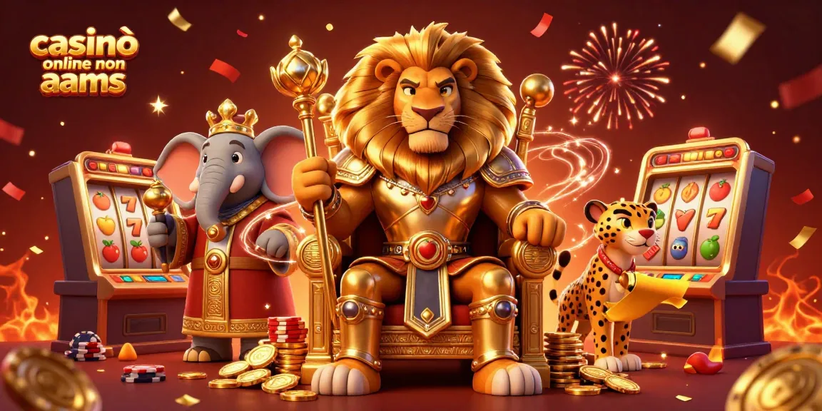 Gioca in un ambiente vibrante di casinò online non AAMS con un re leone e coinvolgenti elementi di gioco.