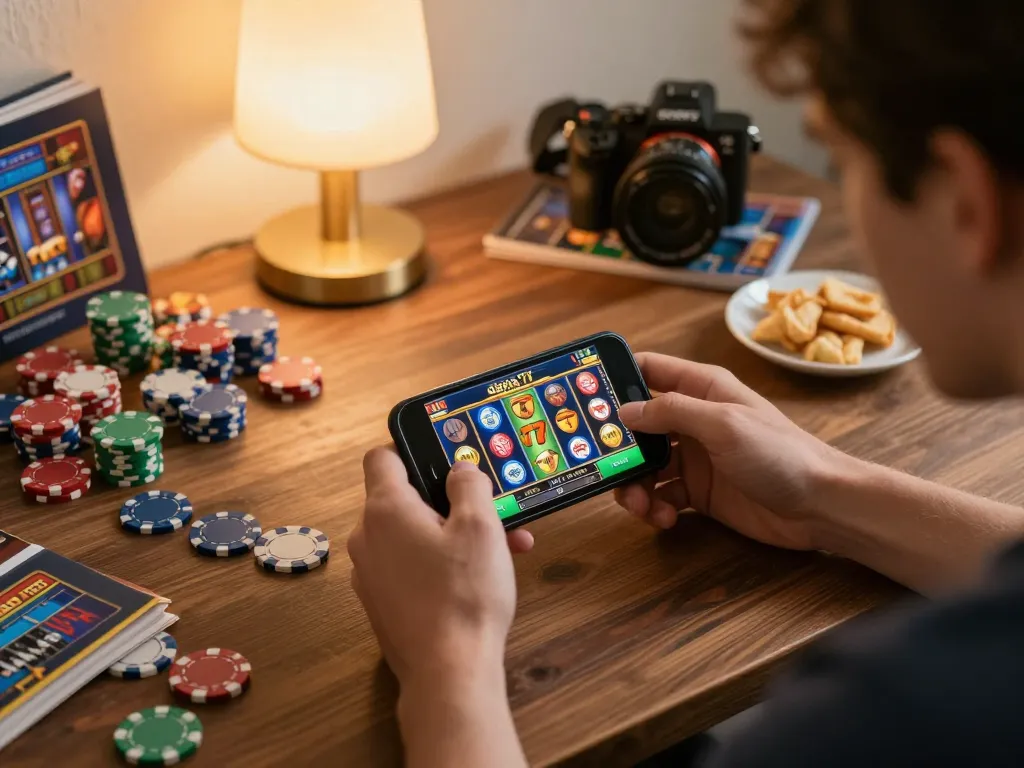 Playing the alexis77 slot on a smartphone while enjoying a cozy home gaming experience
