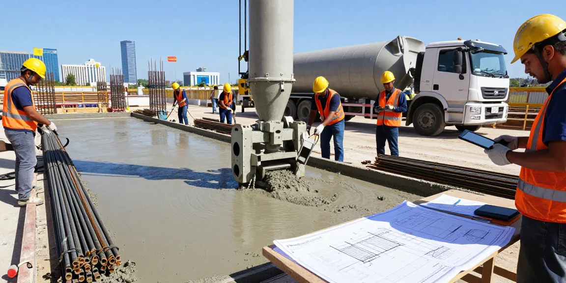 NAGA2000 machinery in action at a construction site, showcasing modern concrete pouring techniques