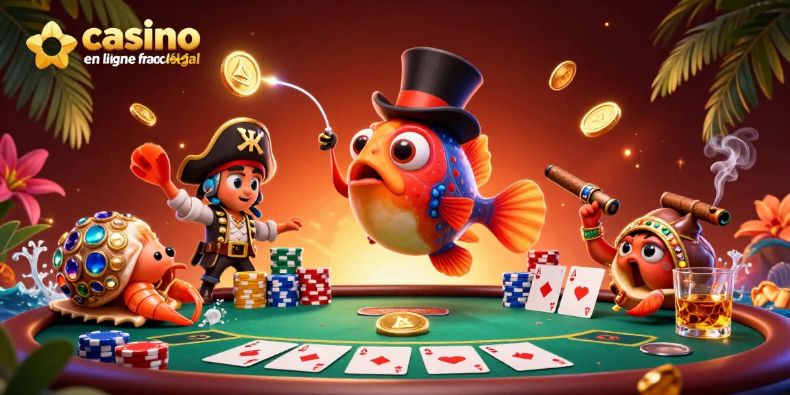 Découvrez l'action vibrante au casino en ligne France légal avec une illustration 3D montrant un gameplay de poker passionnant.