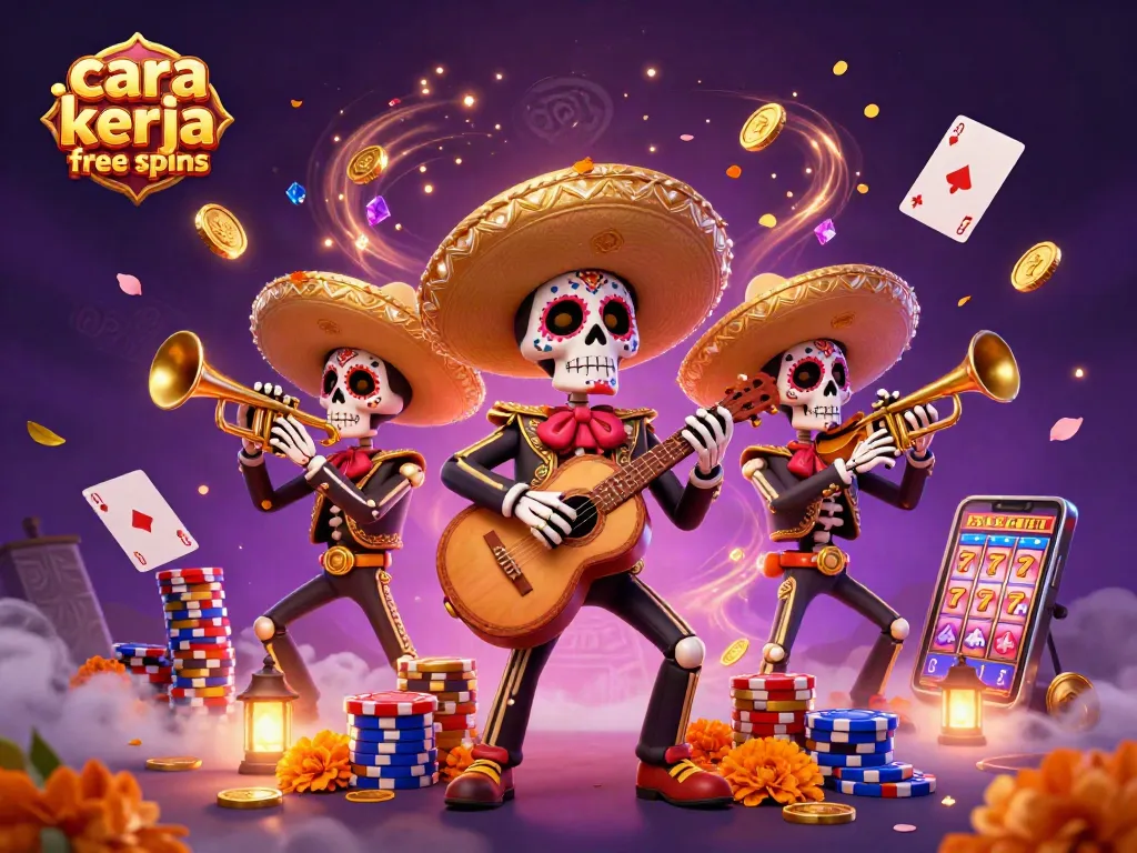 Menjelaskan cara kerja free spins dalam permainan slot dengan ilustrasi kartun canggih.