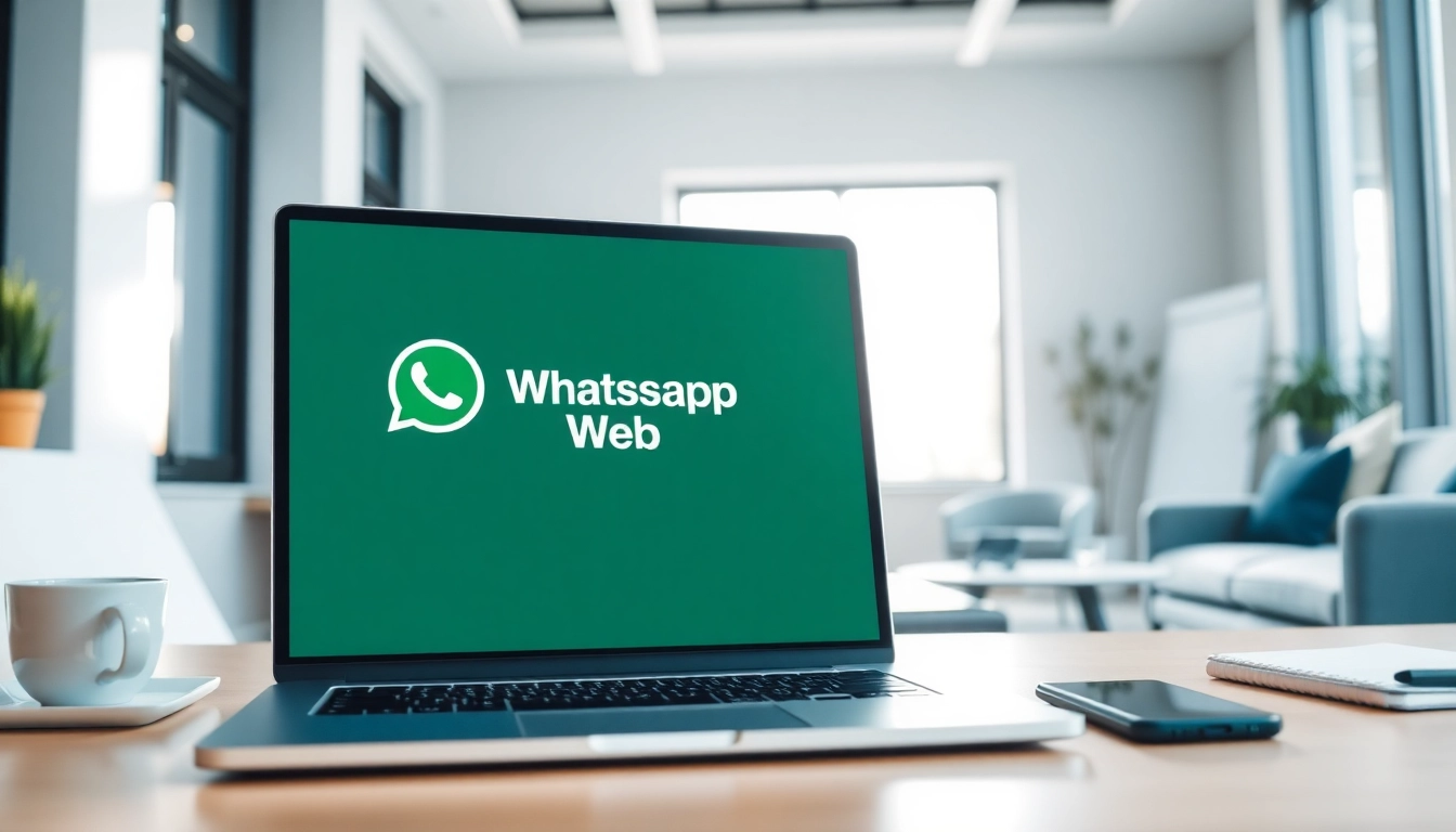 Efficient workspace using WhatsApp Web for seamless communication.