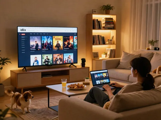 Engaging living room scene showcasing the Idlix web platform with cozy furnishings.