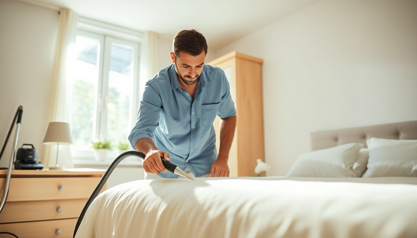 Implementing effective bed bug control strategies in a clean, bright bedroom.
