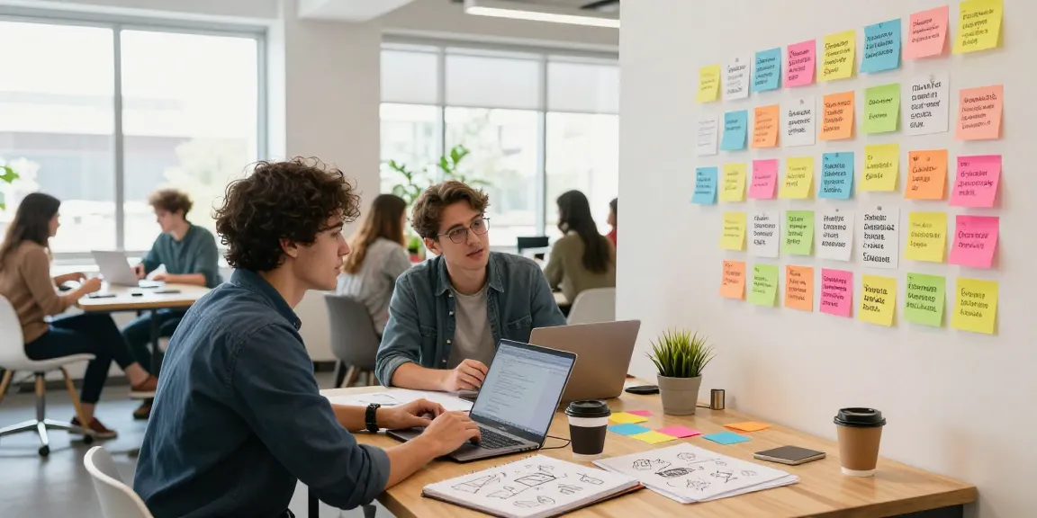 Entrepreneur brainstorming business strategies at https://www.startsomethingpc.com vibrant co-working space