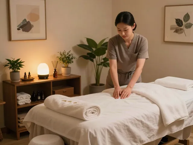 A serene massage studio setup for 주안출장마사지 with soothing decor and calming ambiance.
