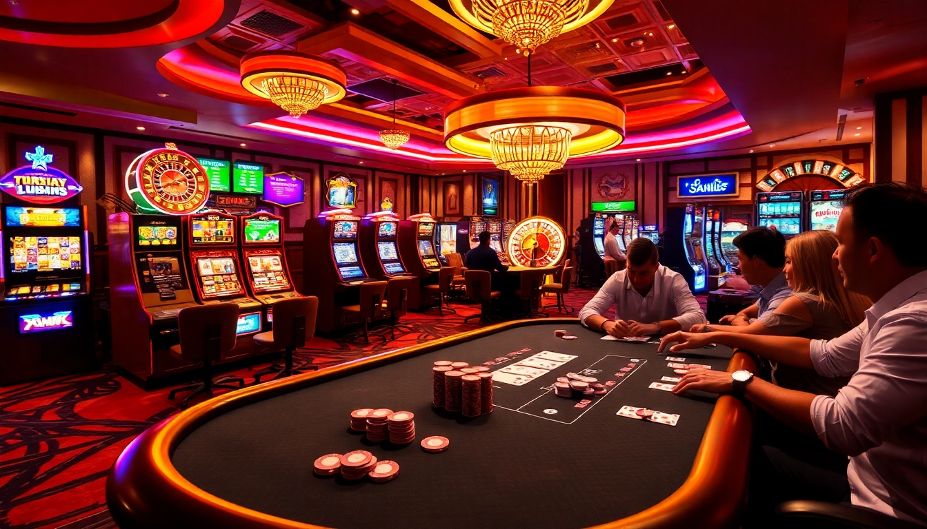 Experience thrilling gaming excitement at rr88 gratis with luxurious casino tables and vibrant slot machines.