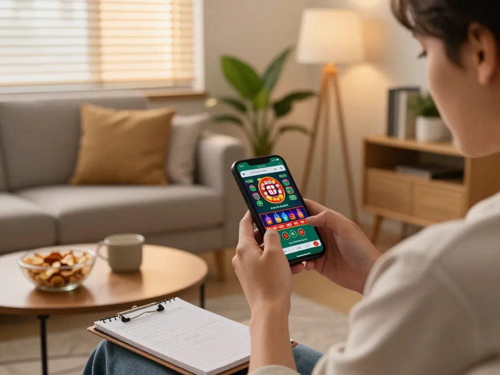 Engaged player navigating the mb88 mobile app to place bets, reflecting responsible gambling.