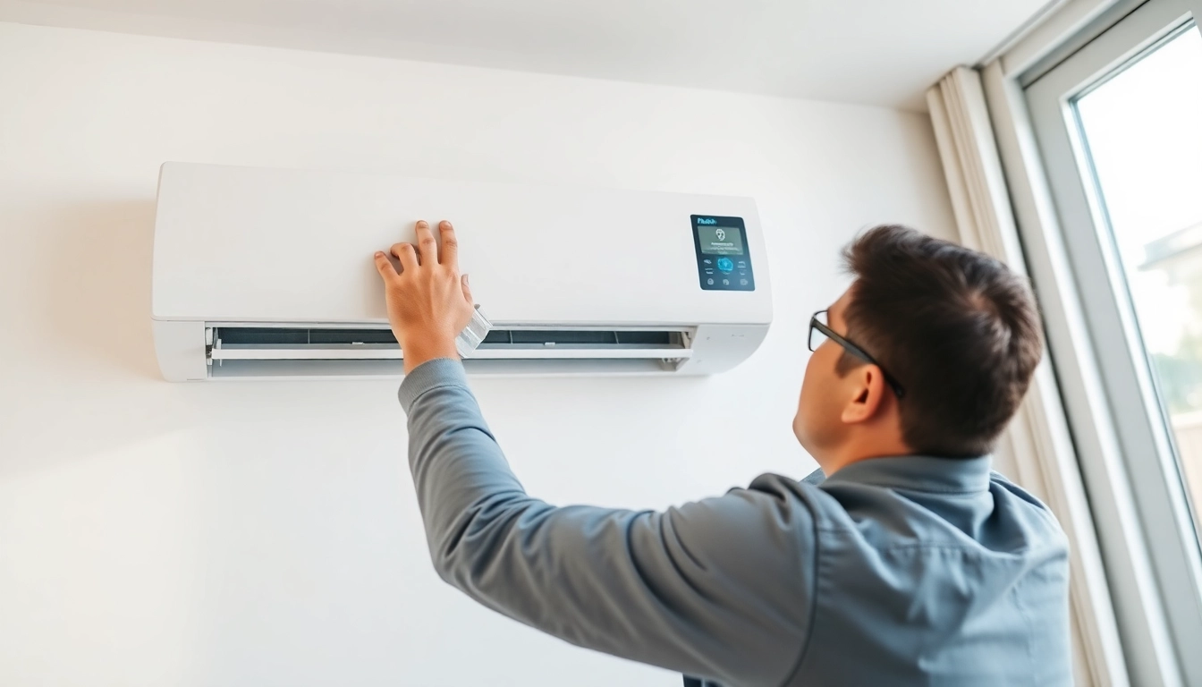 Installing a daikin mini split ac unit in a modern living space to emphasize efficiency and comfort.