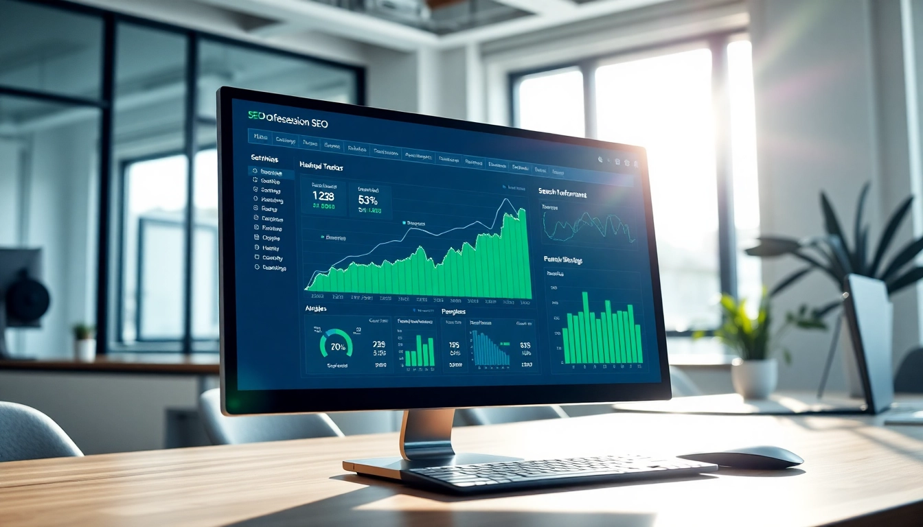 Visual representation of SEO Rank Tracker data on a modern dashboard for performance analysis.