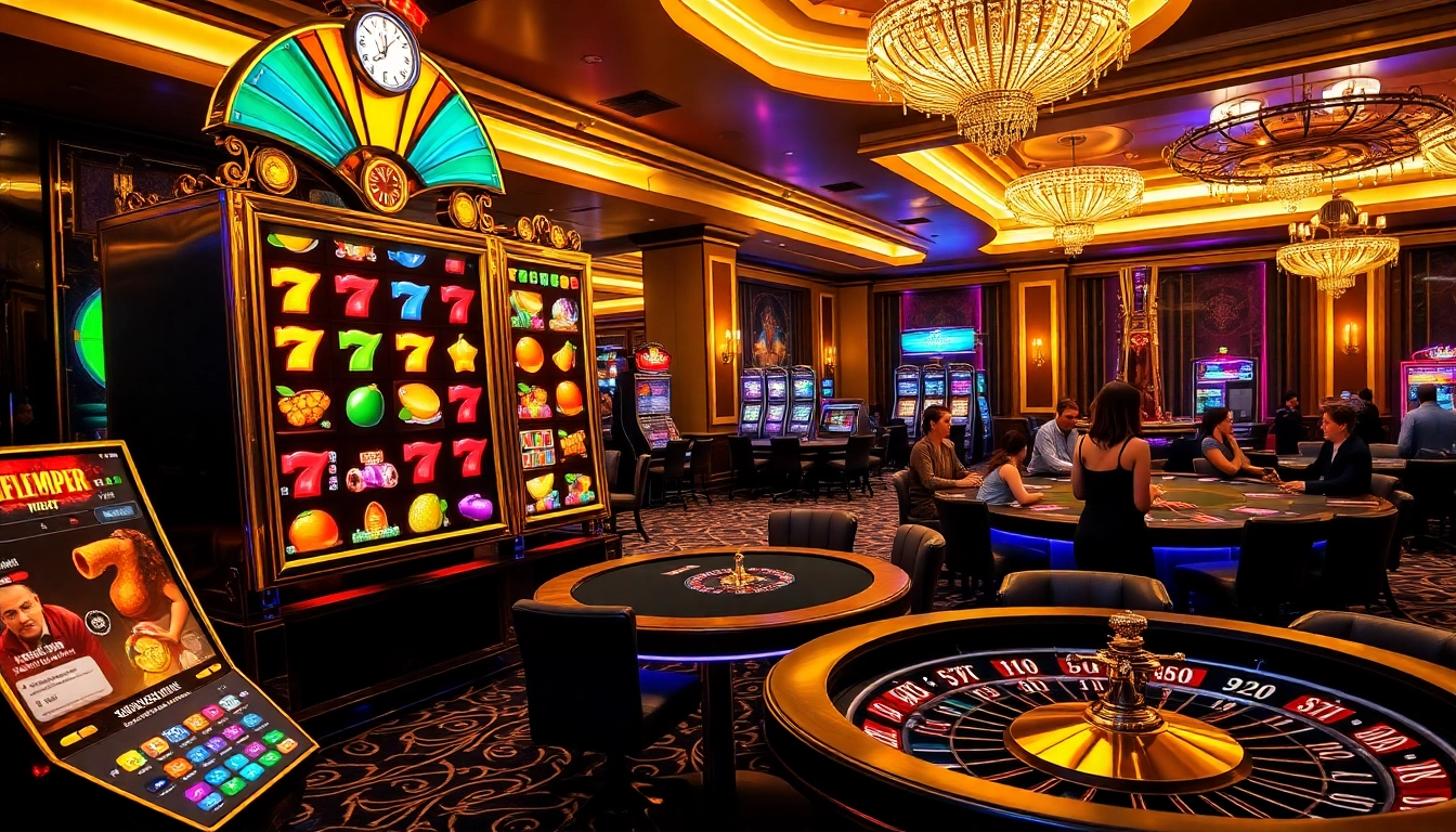 Experience the thrill of slot kamboja bet 100 with vibrant casino visuals showcasing exciting slot machines.