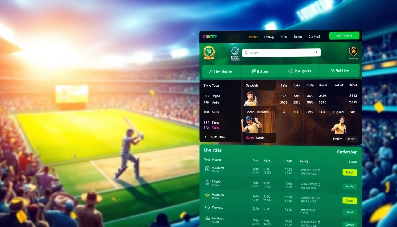 Engaging cricket-themed display of ipl betting website with vibrant graphics and live betting options.