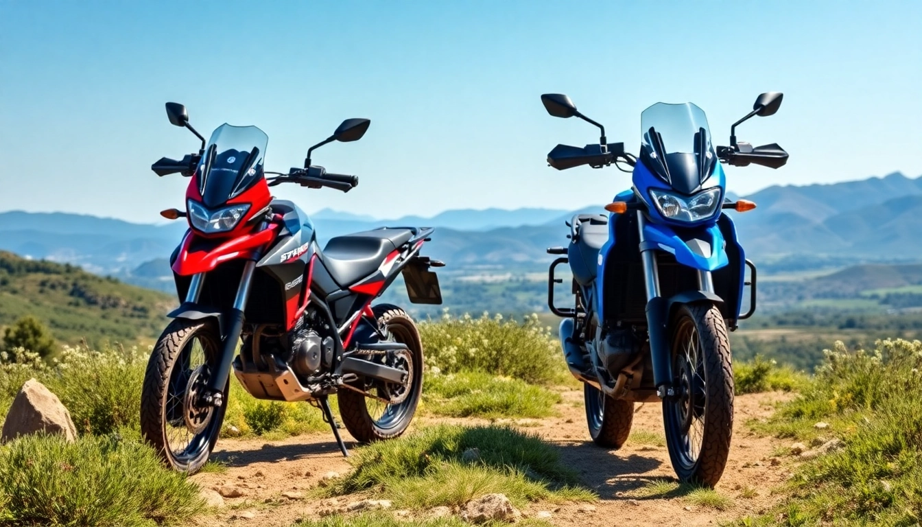 Experience thrilling dual sport street legal motorcycles navigating scenic trails and rugged environments.