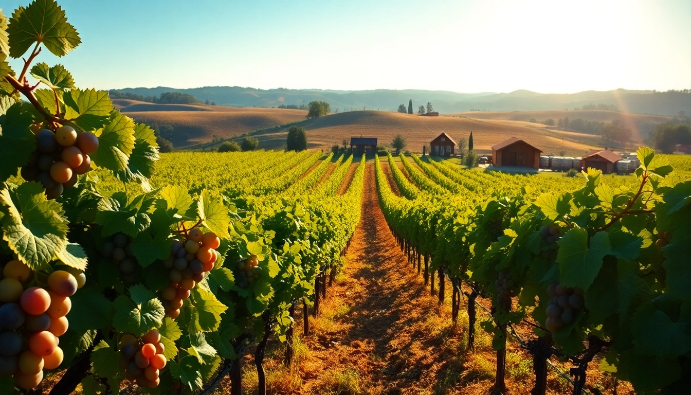 Experience the beauty of northern california wine country with ripe grapes under golden sunlight.