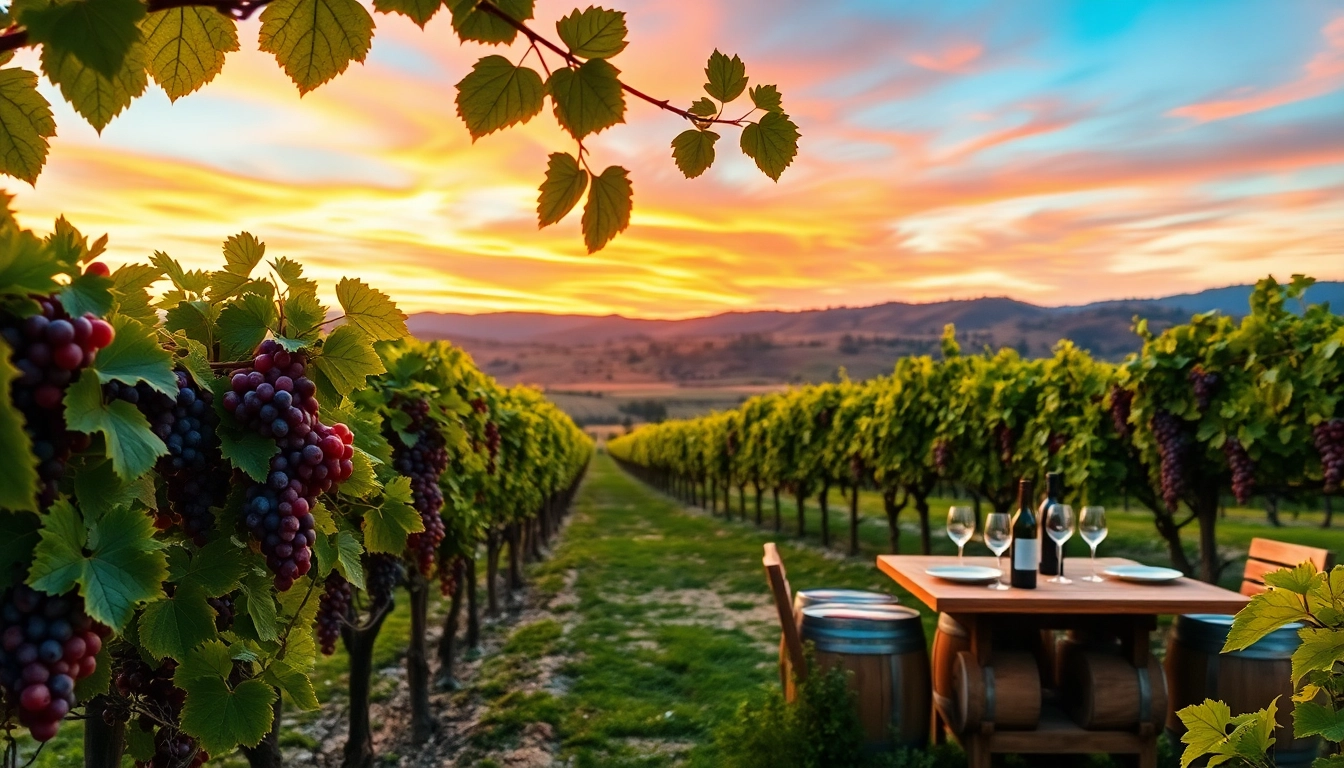 Capture the beauty of Sacramento wineries with vibrant grapevines and sunset hues.