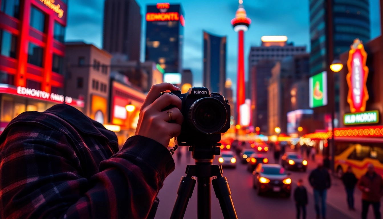 Dynamic scene of a photographer working in Edmonton, highlighting photography company edmonton services.