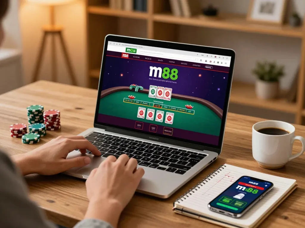 Người chơi tham gia trò chơi với dealer trực tiếp trên m88 link trong một không gian chơi game ấm cúng.