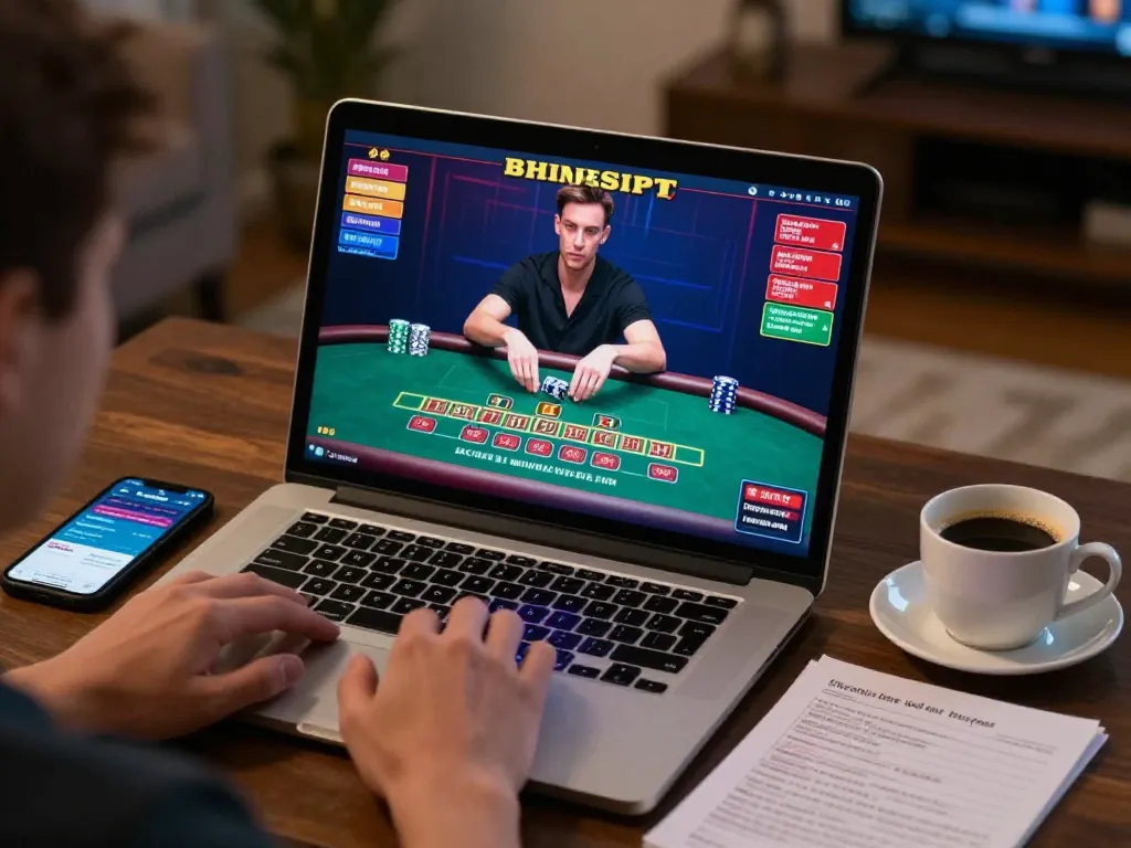 Engaging in strategic gameplay on trang chủ SHBET in a cozy online gaming setup at home.