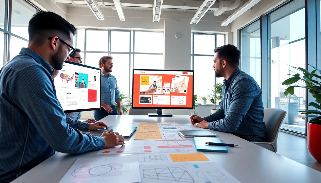 Webdesign Braunschweig Team collaborating on a modern website project in an inviting workspace