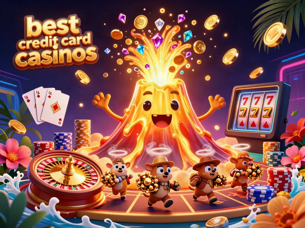 Experience the thrill of best credit card casinos surrounded by vibrant gaming elements, treasures, and excitement.