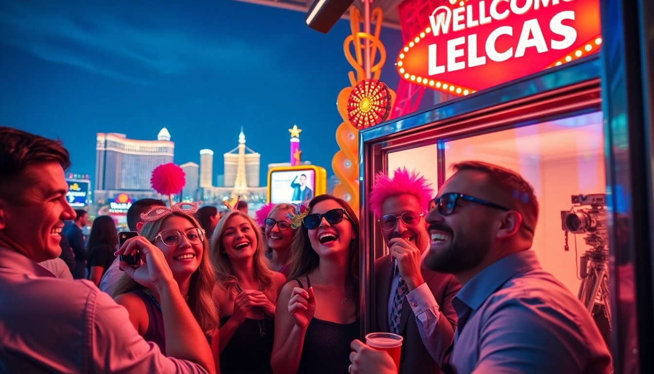 Enjoy interactive Photo Booth Rentals Las Vegas capturing fun moments with vibrant props and joyful atmosphere.