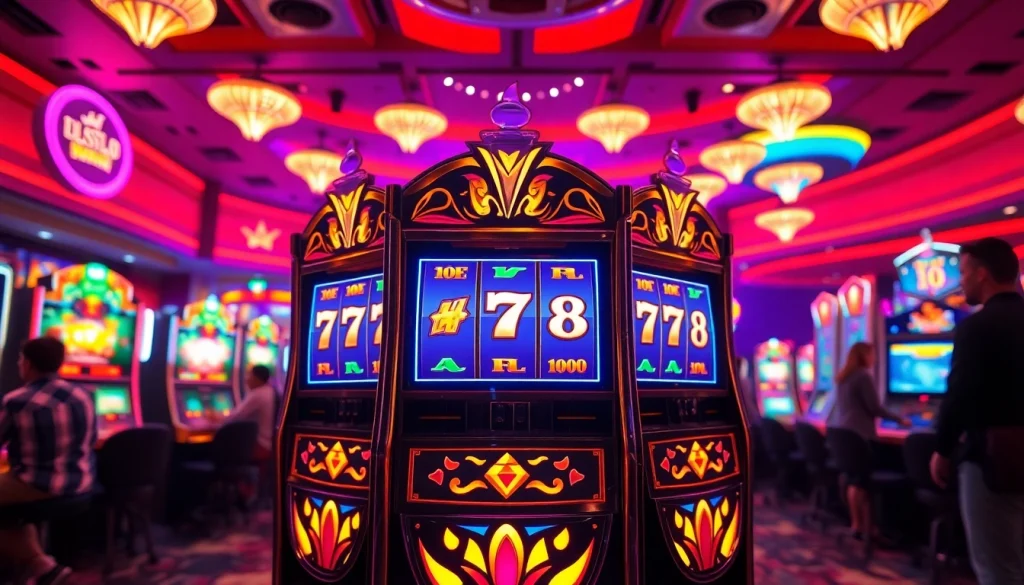 Menangkan jackpot di bro138 slot dengan mesin slot berwarna cerah dan suasana kasino yang energik.
