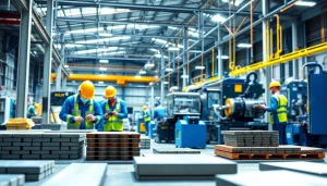 Capture the efficiency of a ferrite magnets manufacturer in China showcasing skilled workers in a modern facility.