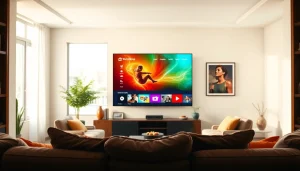 Explore the iron tv pro interface in a stylish living room setup featuring a smart TV.