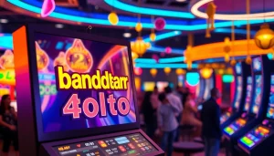 Tampilkan bandar toto 4d slot dalam suasana kasino online yang meriah dan dinamis.