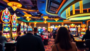 Menampilkan bandar toto terpercaya dalam suasana kasino menarik dengan pemain menikmati berbagai permainan.