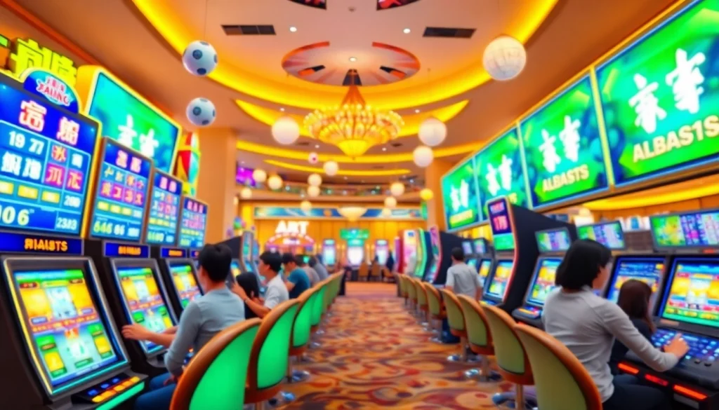 Menampilkan bandar toto macau dalam suasana kasino yang ramai dengan pemain bersemangat.