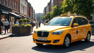 Catch a ride with West bridgford Taxi in a vibrant urban setting showcasing a friendly atmosphere.