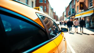 Catch a ride in a West bridgford Taxi, showcasing modern design and urban energy.