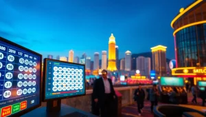 Menggambarkan pengalaman menarik situs toto macau dengan antarmuka digital yang hidup.