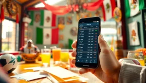 Showcasing the best sports betting sites in Mexico with a vibrant smartphone betting scene.