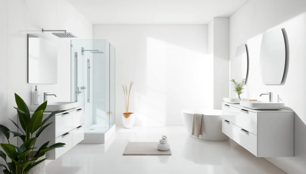 Verwenden Sie sonni sanitär Produkte in einem modernen Badezimmer mit stilvollen Details.