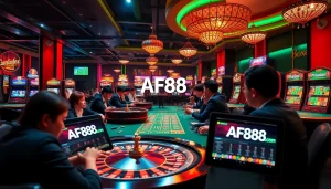 Exciting online casino scene showcasing players at af88.com with dynamic games and vibrant atmosphere.